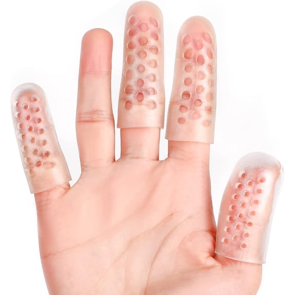 Promifun Silicone Finger Cots Protectors Finger Protectors Sleeves Trigger Finger Eczema Relief,6 PCS,Size Small,Clear