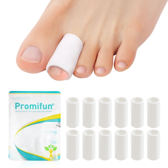 Promifun Silicone Toe Protectors  12 Pack Silicone Toe Sleeve for Hammer Toes, Corns, Calluses, Blisters  Soft Gel Toe Tube Pads for Pain Relief
