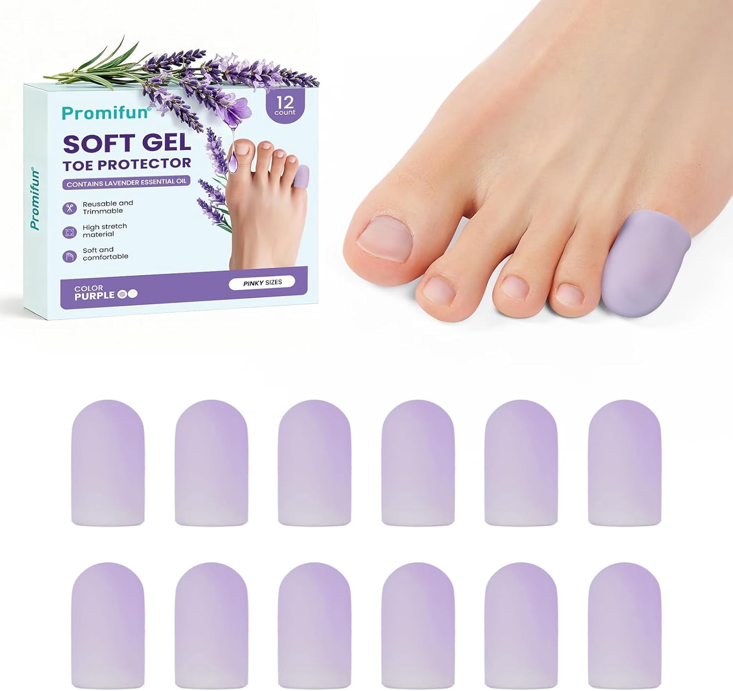 Promifun Silicone Toe Protectors Soft Gel Toe Protectors Caps Ingrown ...