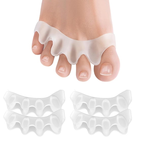 Promifun Toe Separator Bunion Corrector Overlapping Toe Spacers Toes Straightener For Women&Men,4 Pack,Clear