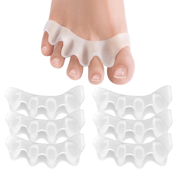 Promifun Toe Separator Bunion Corrector Overlapping Toe Spacers Toes Straightener For Women&Men,6 Pack,Clear