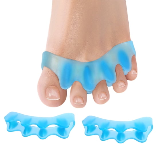 Promifun Toe Spacers for Bunion Correction, Soft Silicone Gel Toe Separators for Hammer Toe and Overlapping Toes, Washable & Reusable, 2 Pairs for Men and Women,Blue