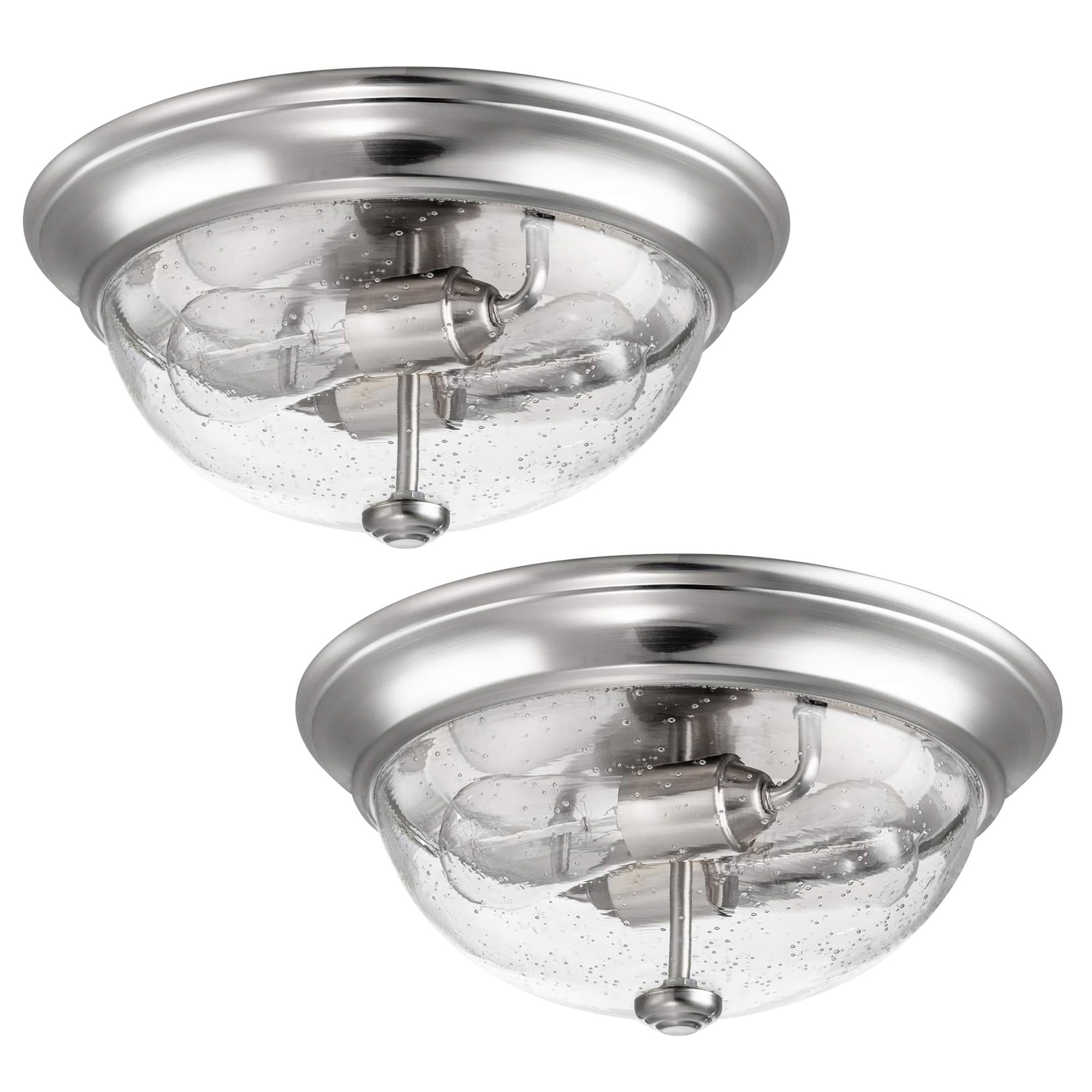 Prominence Home 2 Pack 13” Flush Mount Seeded Glass Ceiling Light Madalyn 51382-31, Nickel