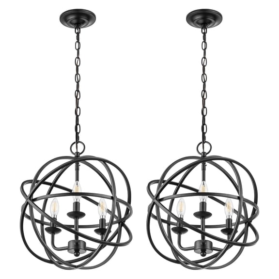 Prominence Home 2 Pack 3 Light Chandelier Pendant Lighting Fixture, Birchberry