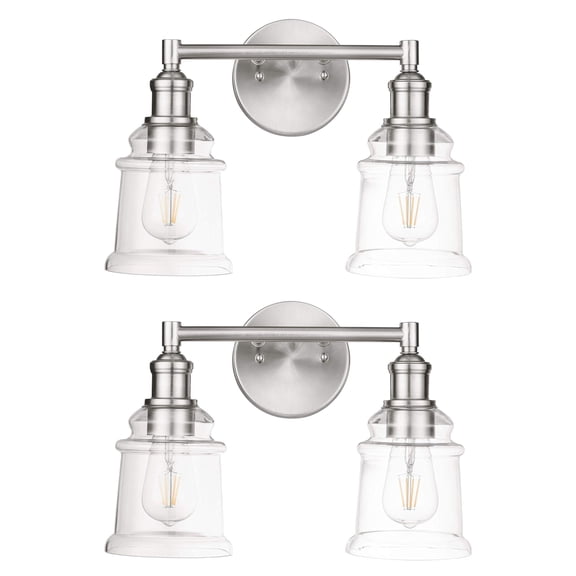 Prominence Home 2 Pack Eaton Ridge 2 Light Industrial Bathroom Vanity, Brushed Nickel