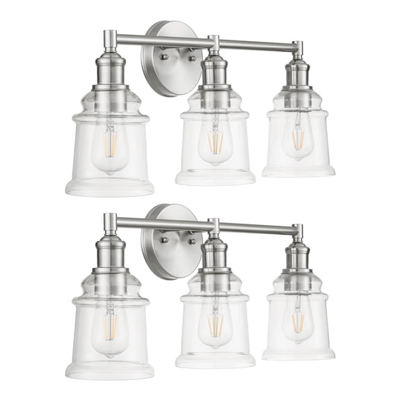 Prominence Home 2 Pack Eaton Ridge 3 Light Industrial Bathroom Vanity, Brushed Nickel