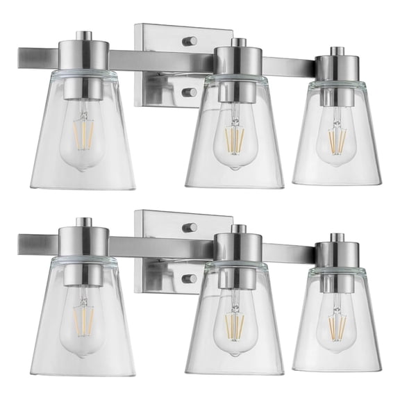 Prominence Home 2 Pack Fairendale 3 Light Bathroom Wall Vanity Light, Brushed Nickel