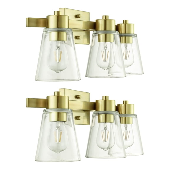 Prominence Home 2 Pack Fairendale 3 Light Bathroom Wall Vanity Light, Soft Gold