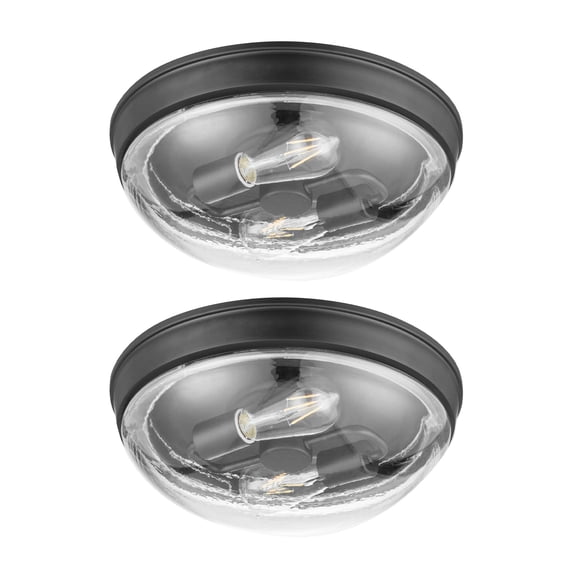 Prominence Home 2 Pack Madalyn 13" Flush Mount Ceiling Light Clear Glass, Bronze