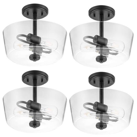 Prominence Home 4 Pack 2 Light Ceiling Fixture Clear Glass Lighting 13" Viktoria