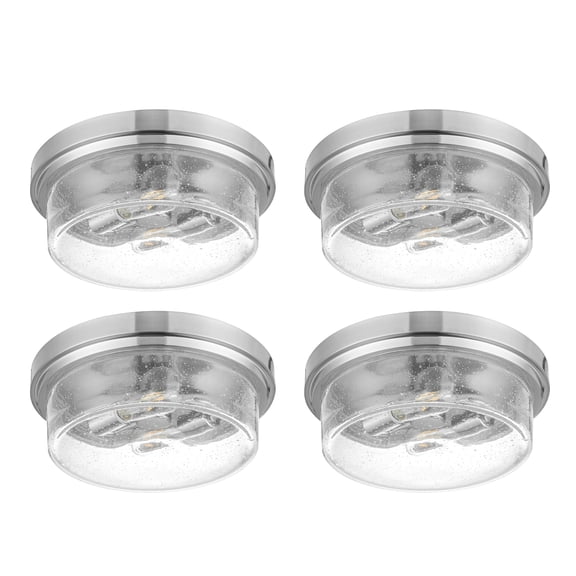 Prominence Home 4 Pack Madalyn 13" Flush Mount Ceiling Light, Seeded Glass, Brushed Nickel