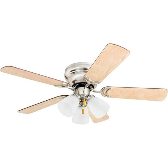 Prominence Home 42" Satin Nickel Bedroom Hugger Ceiling Fan with Lights