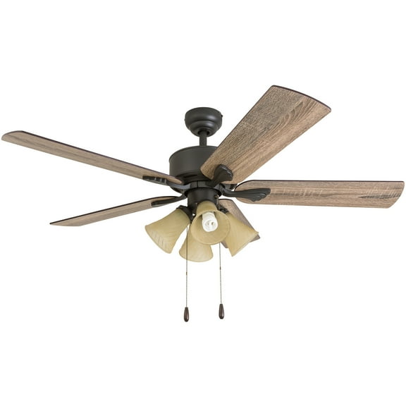 Prominence Home 50570-35 Hanover Meadows Farmhouse 52-Inch Aged Bronze Indoor Ceiling Fan, Multi-Arm Lighting with Barnwood/Tumbleweed Blades