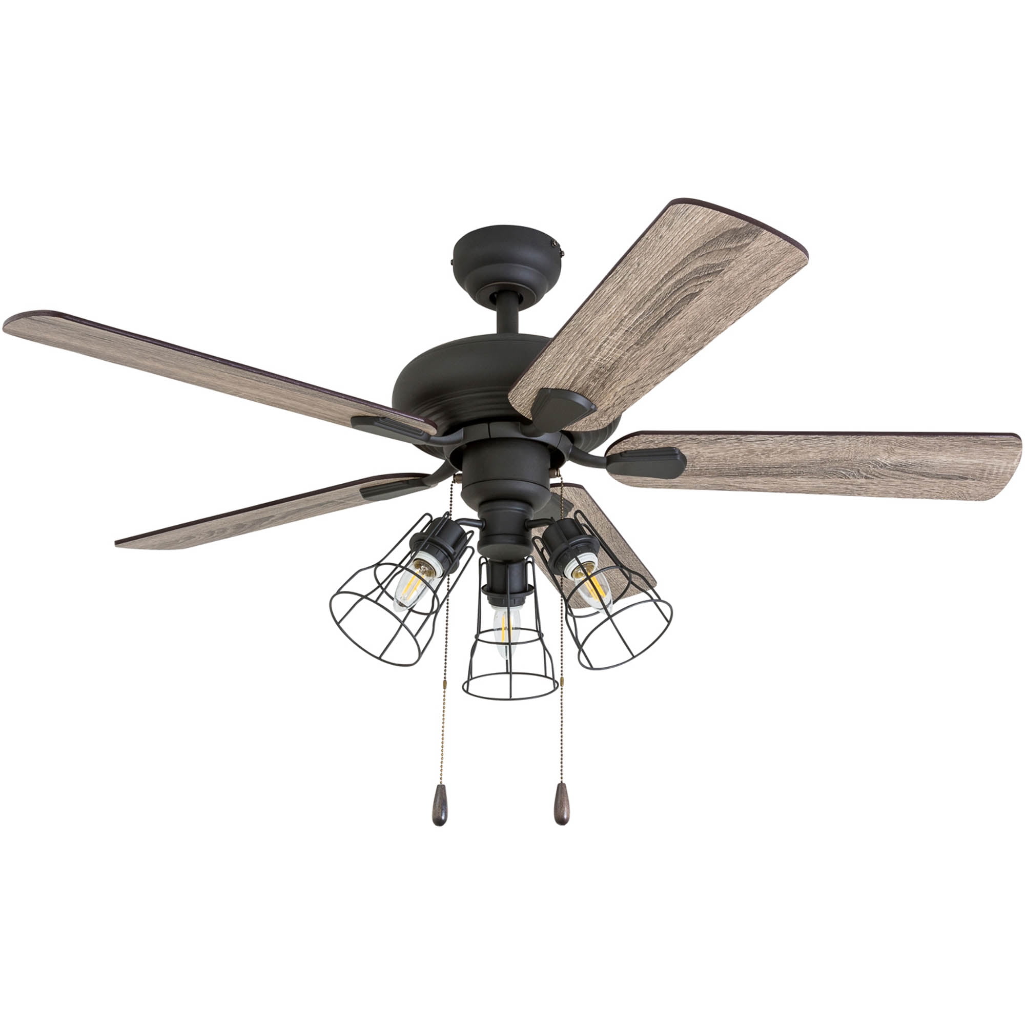 42" Aged Bronze Industrial Ceiling Fan with LED Light