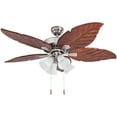 thumbnail image 1 of Prominence Home 50662-35 Grayton Tropical 52-Inch Brushed Nickel Indoor Ceiling Fan, Multi-Arm Lighting with Dark Cherry Hand Carved Wood Blades, 1 of 8