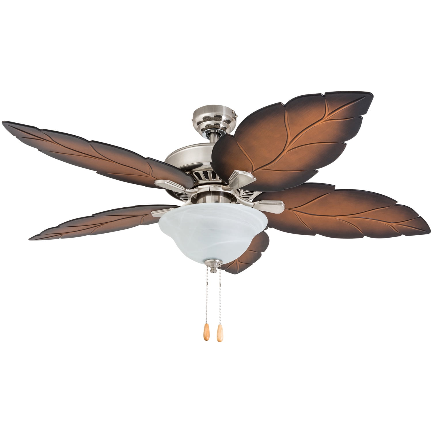 Prominence Home 5066535 Bradenton Tropical 52Inch Brushed Nickel Indoor Ceiling Fan, LED Bowl