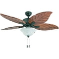 thumbnail image 1 of Prominence Home 50782-35 Misty Peak Tropical 52-Inch Aged Bronze Indoor Ceiling Fan, LED Bowl Light with Dark Cherry Hand Carved Wood Blades and 3 speed remote, 1 of 6