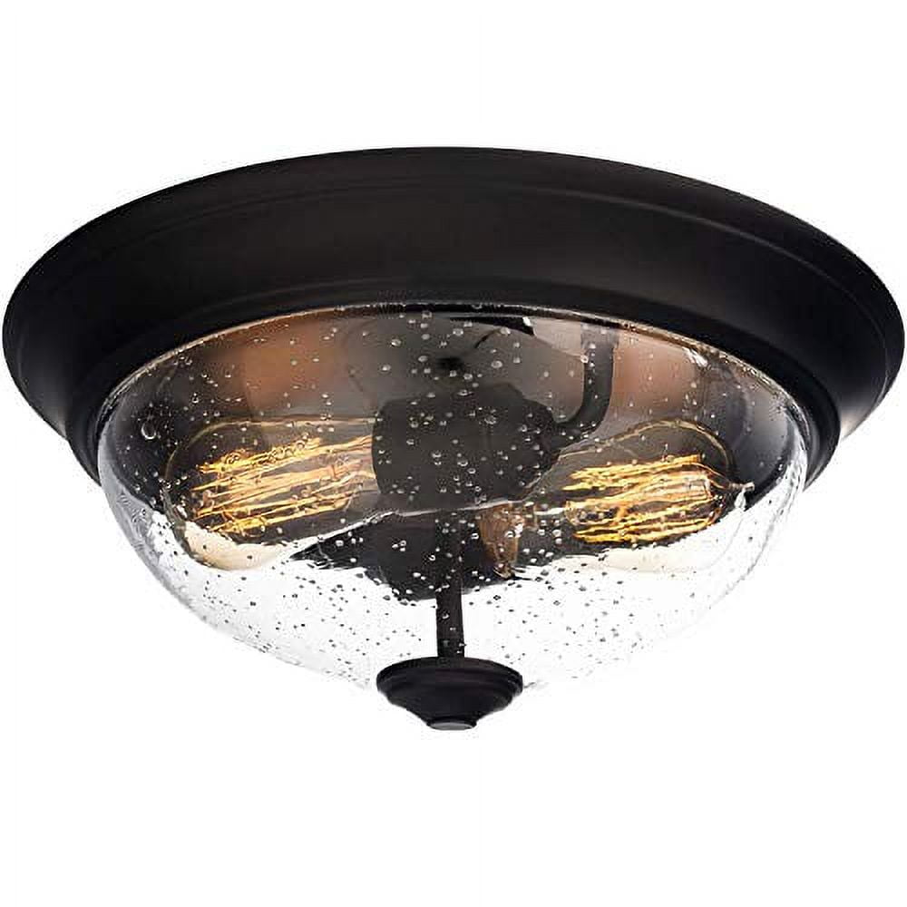 Elegant Brushed Nickel 13" Glass Drum Flushmount LED Light