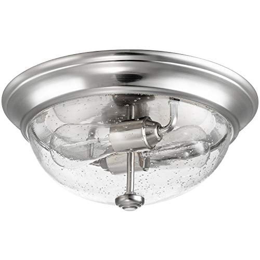 13-Inch Brushed Nickel Drum Flush Mount with Clear Glass