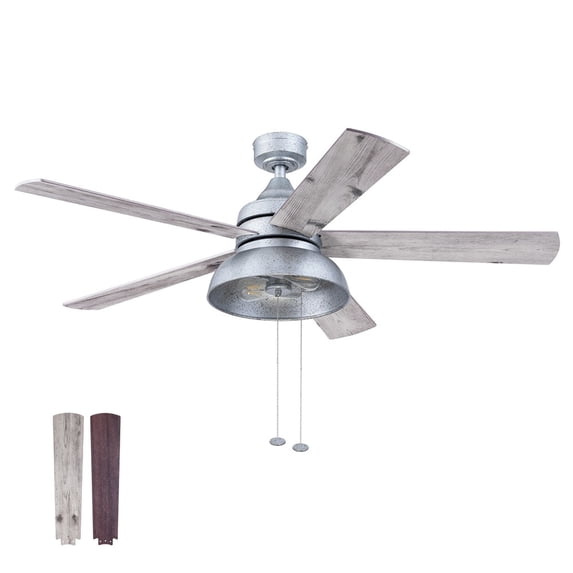 Prominence Home 51660-45 Brightondale 52 in. Industrial Style Indoor Outdoor LED Ceiling Fan with Light - Galvanized