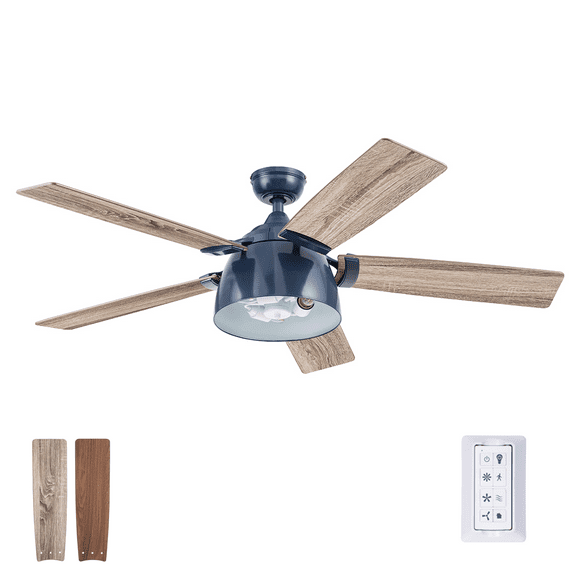 Prominence Home 52" Octavia Blue-Sapphire Remote Control Ceiling Fan, 5 Blades