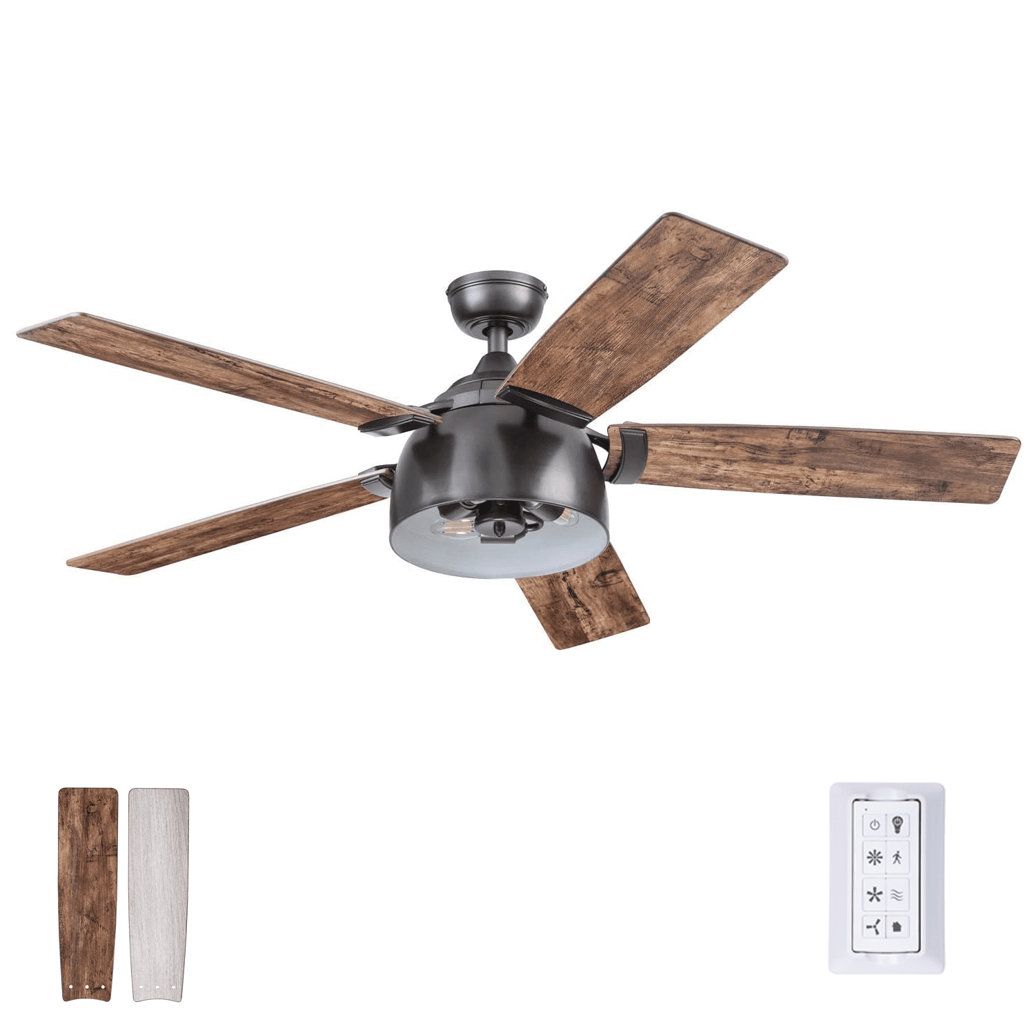 Prominence Home 52" Octavia Iron Remote Control Ceiling Fan, 5 Blades