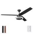 thumbnail image 1 of Prominence Home 52" Orbis Matte Black Remote Control Ceiling Fan, 3 Blades, LED Ring, 1 of 9
