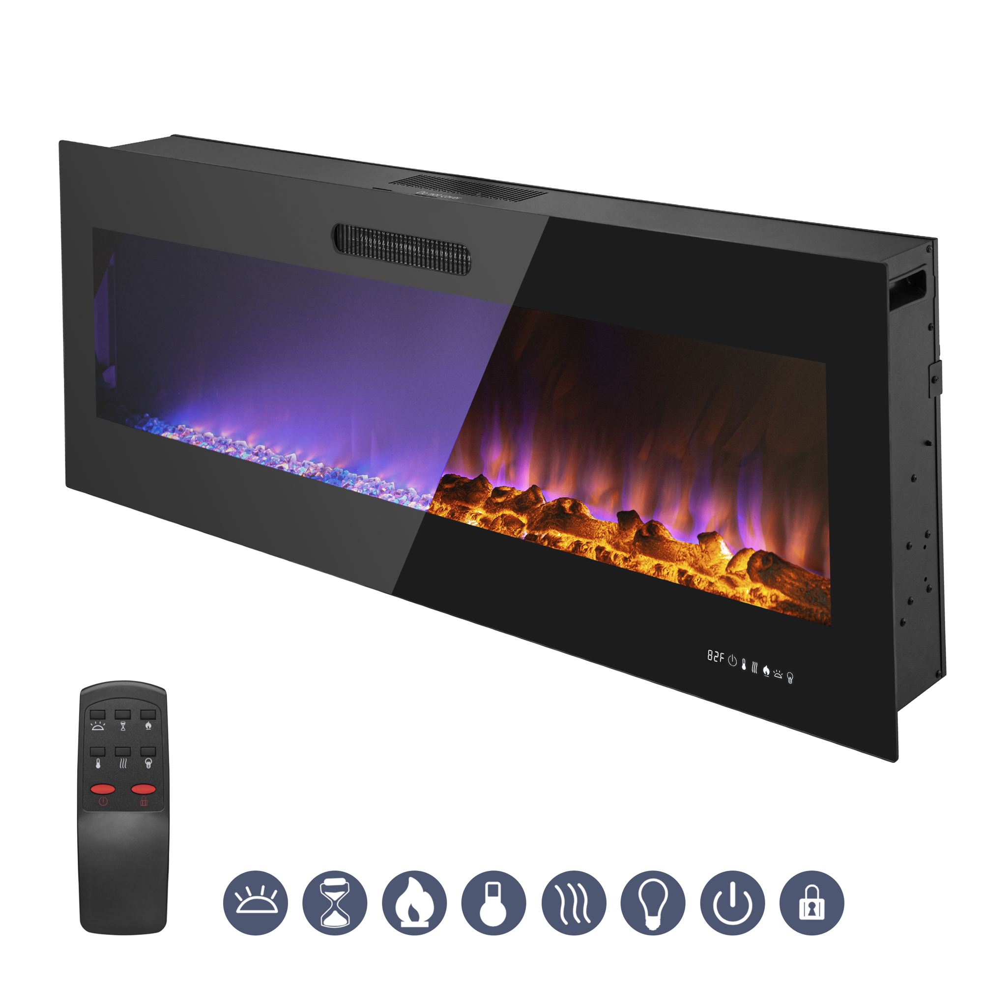 Prominence Home 60x19 Electric Remote Controlled LED Wall Mount Fireplace  with Adjustable Heat and Brightness Settings - Walmart.com