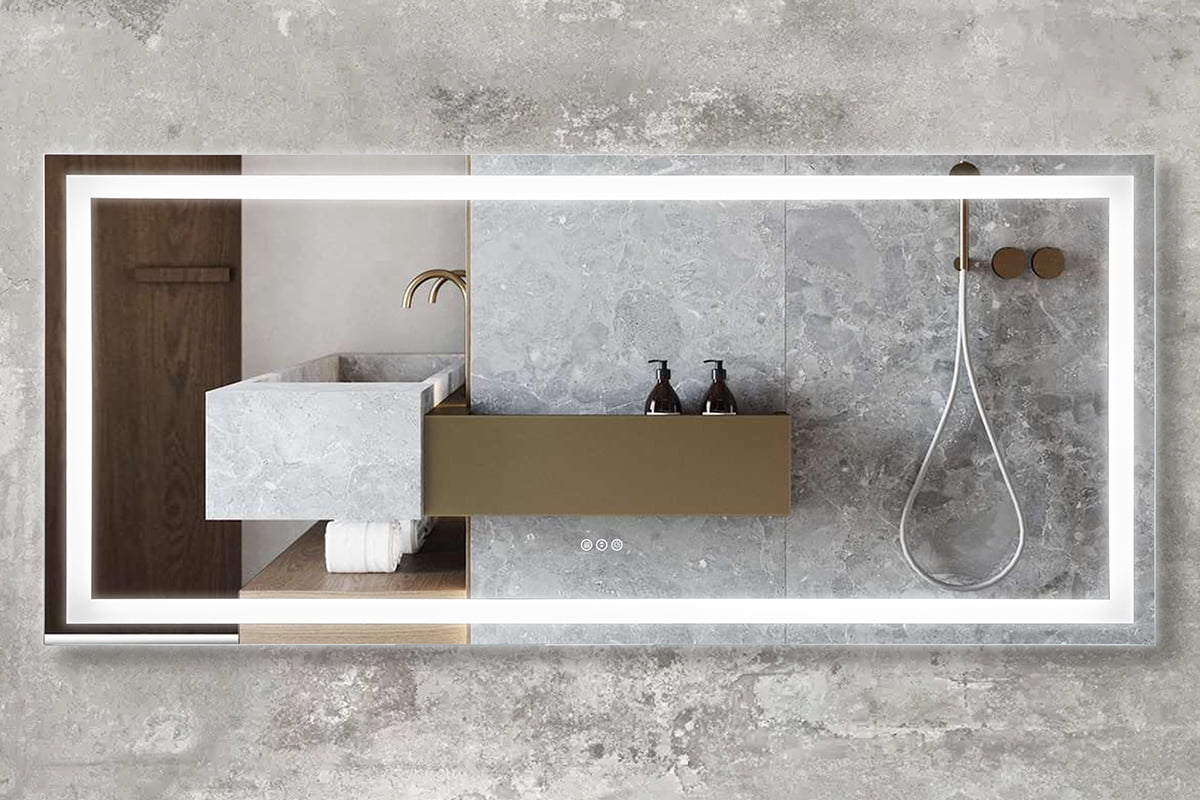 Prominence Home 72x32" Frontlit, Backlit, Anti-Fog, Shatter-Proof Touch Control LED Bathroom Mirror with Adjustable Light Settings