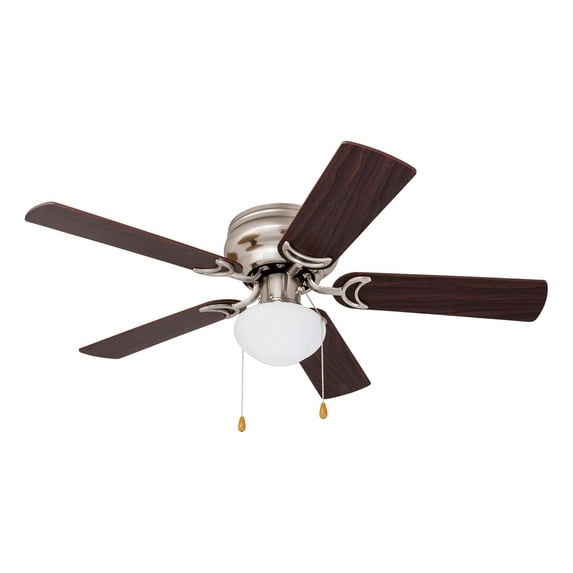 Prominence Home Alvina 42 Inch Flush Mount Ceiling Fan with Light, Brushed Nickel