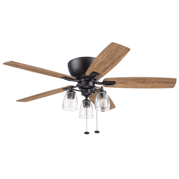 Prominence Home Arthur 52" Bronze Flushmount Ceiling Fan with Light Kit and Reverse Airflow