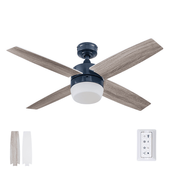 Prominence Home Atlas 44" Blue Ceiling Fan with Light, Remote Control, 4 Blades & Reverse Airflow