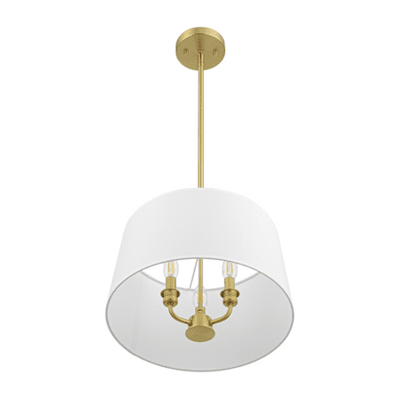 Prominence Home Billet Brushed Gold 3-Light Convertible Pendant/Semi-Flush with Fabric Shades