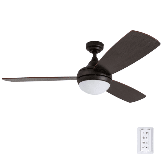 Prominence Home Calico 52" Bronze Modern Ceiling Fan with 3 Blades, Integrated LED Light Kit, Remote & Reverse Airflow