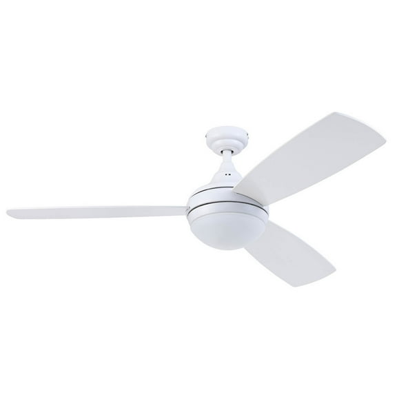 Prominence Home Calico 52" White Modern Ceiling Fan with 3 Blades, Integrated LED Light Kit, Remote & Reverse Airflow