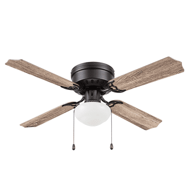 Prominence Home Cherry Hill 42" Bronze Flushmount Ceiling Fan with 4 Blades, Globe Light Kit, Pull Chains & Reverse Airflow