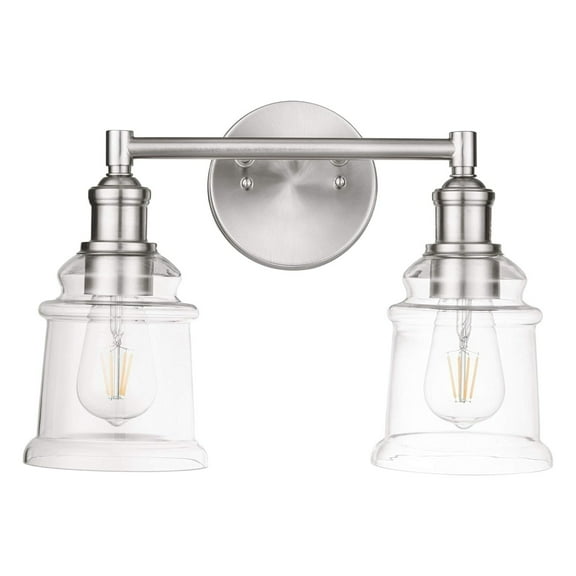 Prominence Home Eaton Ridge 2 Light Industrial Bathroom Vanity, Brushed Nickel