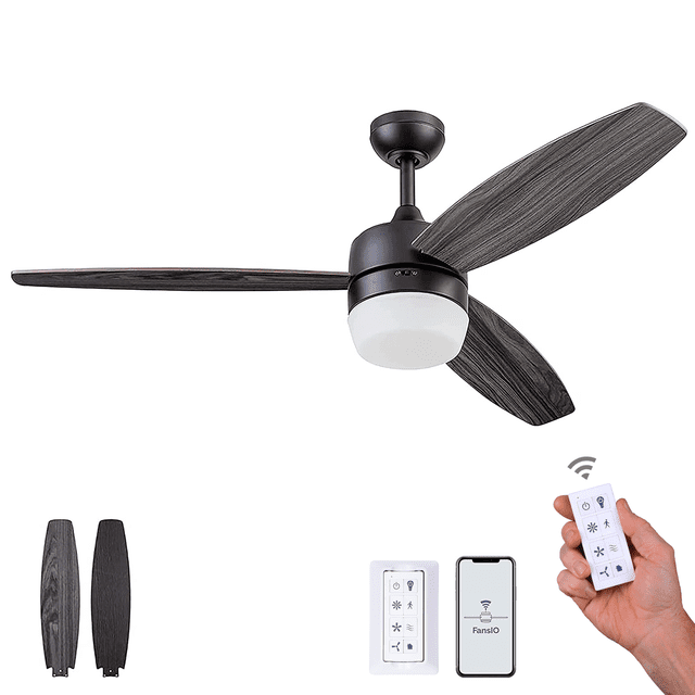 Prominence Home Enoki 52" Matte Black Indoor Ceiling Fan with Light, 3 ...