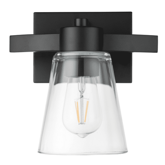 Prominence Home Fairendale 1-Light Matte Black Bathroom Vanity Light with Clear Glass Shade