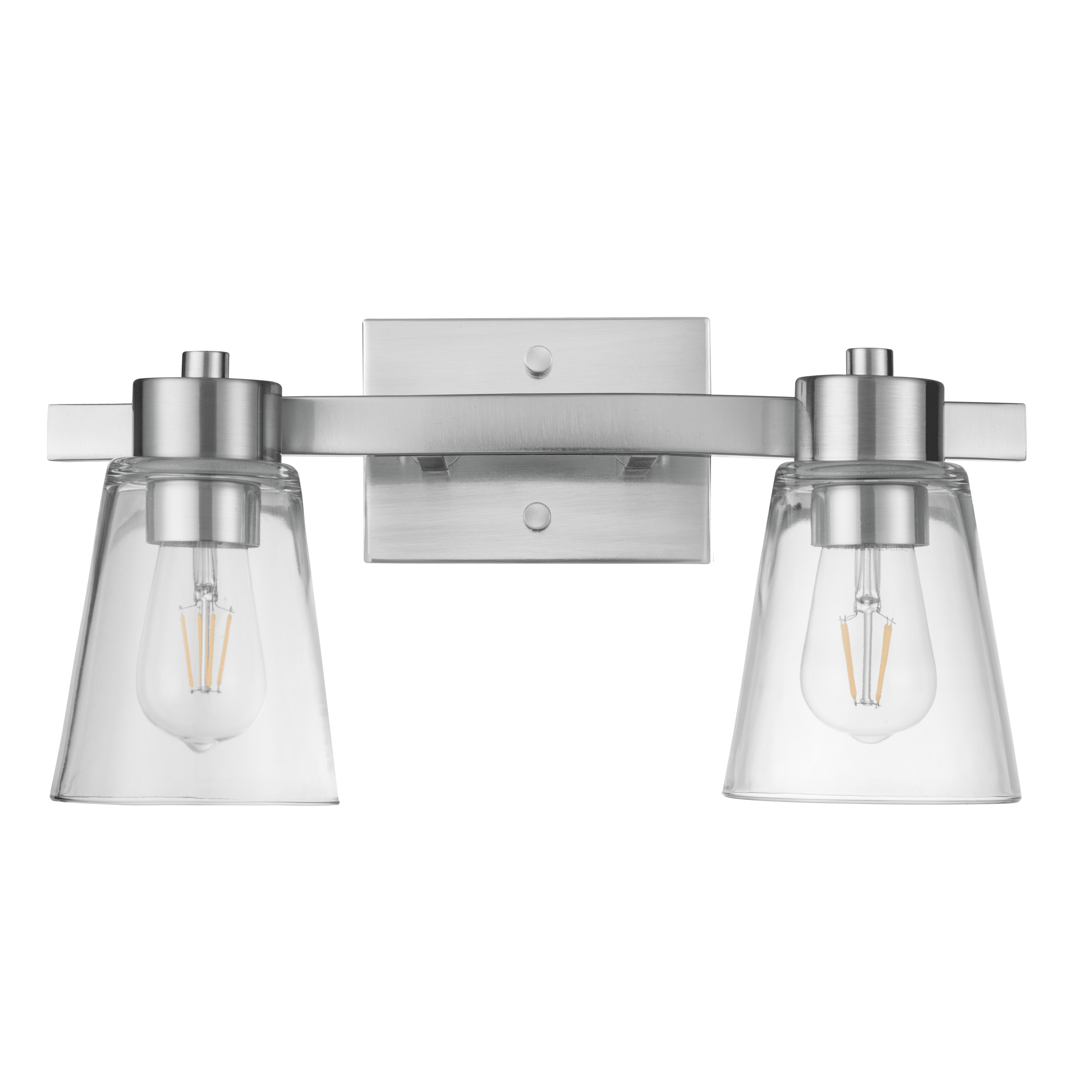 Prominence Home Fairendale 2-Light Brushed Nickel Bathroom Vanity Light with Clear Glass Shade