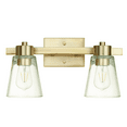 thumbnail image 1 of Prominence Home Fairendale 2-Light Soft Gold Bathroom Vanity Light with Clear Glass Shade, 1 of 7