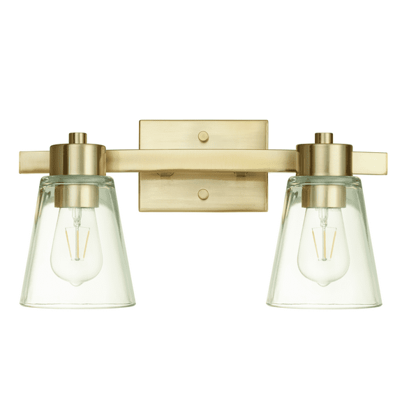 Prominence Home Fairendale 2-Light Soft Gold Bathroom Vanity Light with Clear Glass Shade