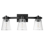Prominence Home Fairendale 3-Light Matte Black Bathroom Vanity Light with Clear Glass Shade