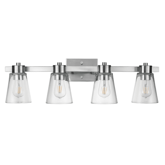 Prominence Home Fairendale 4-Light Brushed Nickel Bathroom Vanity Light with Clear Glass Shade