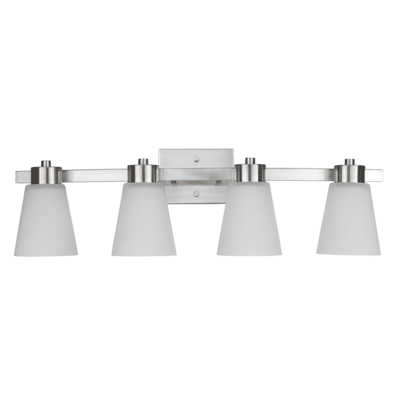 Prominence Home Fairendale 4-Light Brushed Nickel Bathroom Vanity Light with Frosted Glass Shade