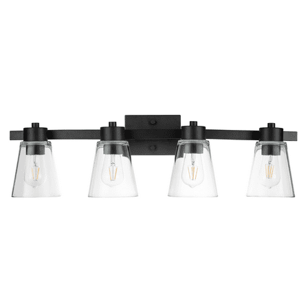 Prominence Home Fairendale 4-Light Matte Black Bathroom Vanity Light with Clear Glass Shade
