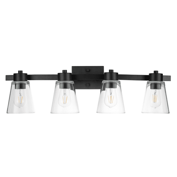 Prominence Home Fairendale 4-Light Matte Black Bathroom Vanity Light with Clear Glass Shade
