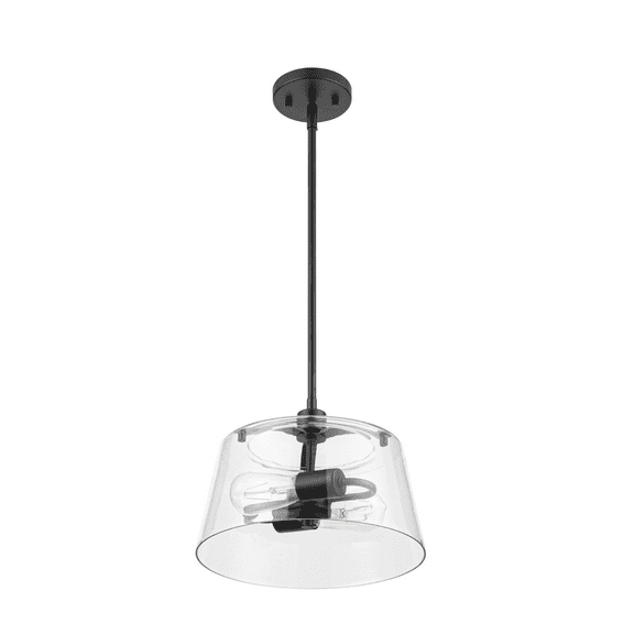 Prominence Home Fairendale Matte Black 3-Light Convertible Pendant/Semi-Flush with Clear Glass