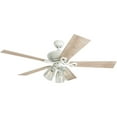 thumbnail image 1 of Prominence Home Glenmont 52" Distressed White Ceiling Fan with 5 Blades, 3 Arm Seeded Glass Light Kit, Pull Chains & Reverse Airflow, 1 of 17