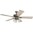 thumbnail image 1 of Prominence Home Glenmont 52" Pewter Ceiling Fan with 5 Blades, 3 Arm Seeded Glass Light Kit, Pull Chains & Reverse Airflow, 1 of 15